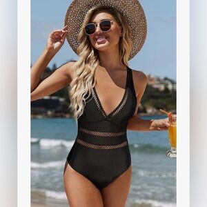One piece Swimsuit cut out crochet cross back
